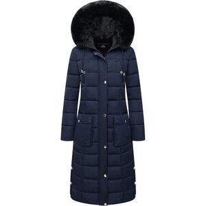 Women's Navy Waterproof Long Winter Coat Jacket Warm Puffer Jacket Parka